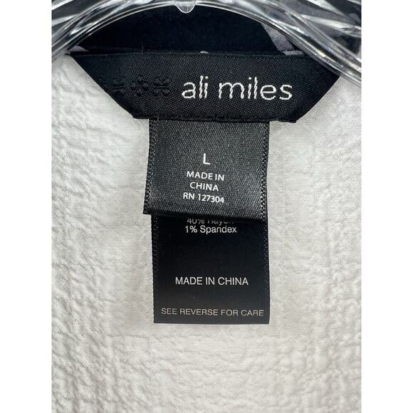 Ali Miles Women’s 3/4 Ruched Sleeve Button Up Puckered Fabric Top Size Large - Picture 3 of 9